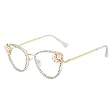 TQOCQEY Damen Blaulichtfilter Brille Mode Diamant Und Perlen...