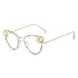 TQOCQEY Damen Blaulichtfilter Brille Mode Diamant Und Perlen...