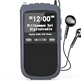 Greadio Tragbare DAB Plus Radio Klein, UKW Radio mit 1000mAh...