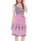 Dirndl Damen Midi Pink | Trachtenkleid Damen Elegant Schulterfrei...