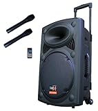 Mobile PA Sound Anlage Akku-MP3-USB-SD inkl. Funkmikrofone 700W...