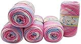 5 x 100g Babywolle Bebe Batik mehrfarbig, 500 Gramm Wolle zum...