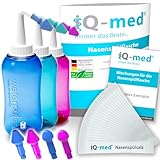 iQ-med Nasendusche 500ml + 44x Salz + 4 Aufsätze, zur...