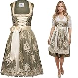 HOFGLANZ® Traditionelles Dirndl Damen [GRÜN & BEIGE] -...