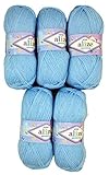 5 x 100g Strickwolle Alize Sekerim Bebe, 500 Gramm Wolle...