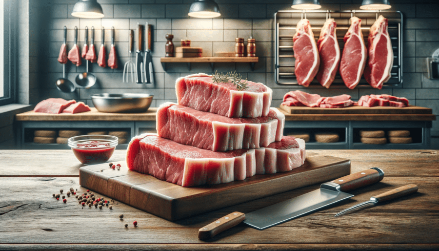Frisches Fleisch auf einem Holzbrett.