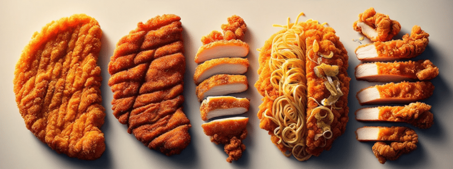 verschiedene panierte Schnitzel